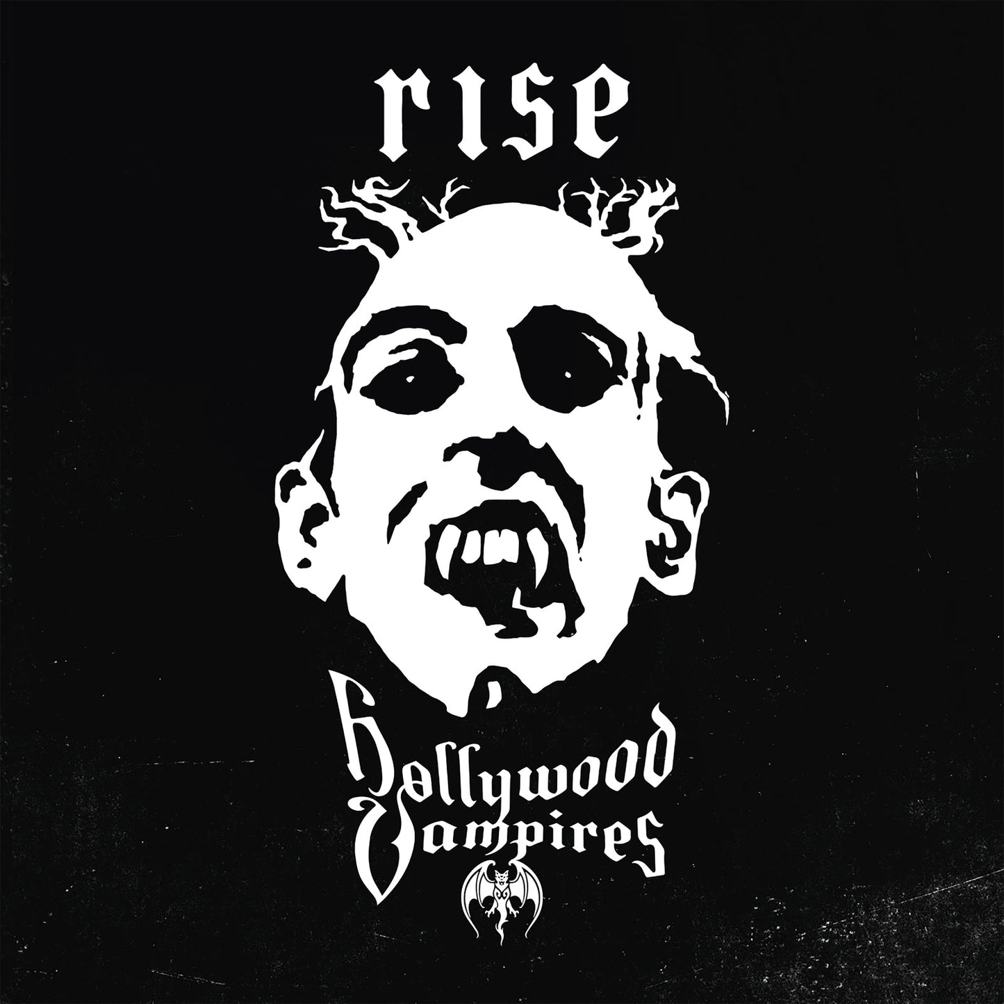 Black and white album cover featuring a vampire face and the band name.