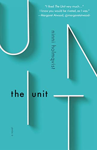Teal book cover with white abstract lines and the title "the unit".
