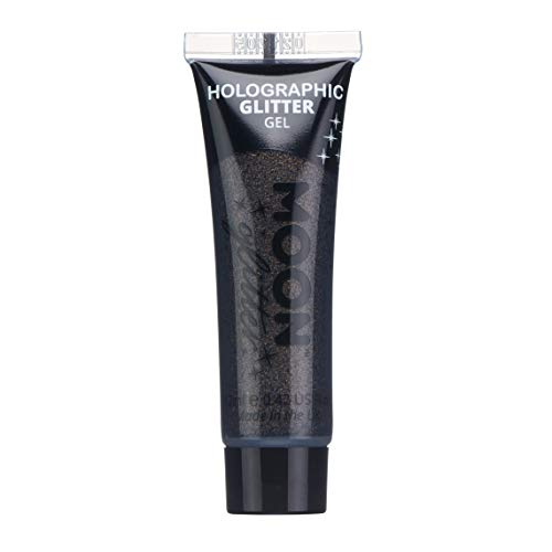 A 12ml tube of black holographic glitter gel by Moon Glitter.