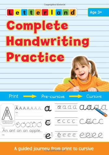 Letterland" handwriting practice book cover with a young girl and letter examples.