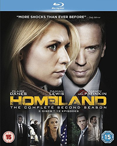 Homeland Season 2 Blu-ray cover featuring Claire Danes and Damian Lewis.