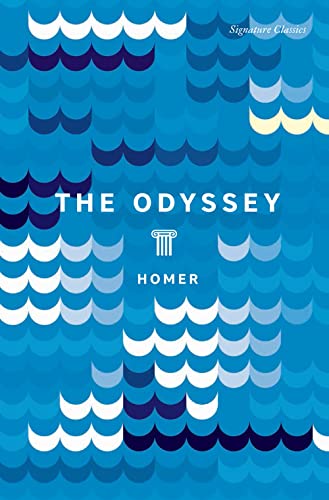 Blue patterned book cover for Homer’s “The Odyssey,” Signature Classics edition.