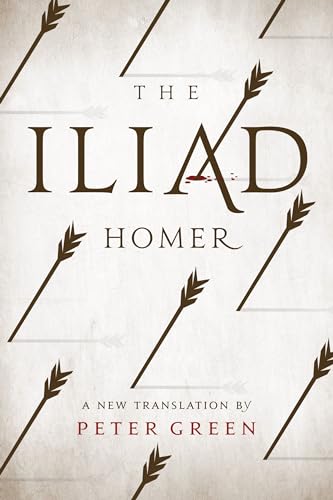 Book cover for "The Iliad" by Homer, with arrows and red splatter.