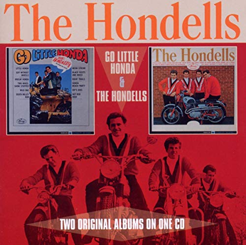 CD cover featuring The Hondells with vintage motorcycles on a red background.