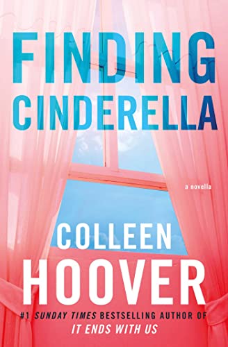 Book cover for Finding Cinderella by Colleen Hoover featuring pink curtains and a window.