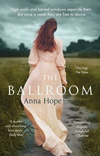 Book cover: woman in pale dress walking towards a distant building.
