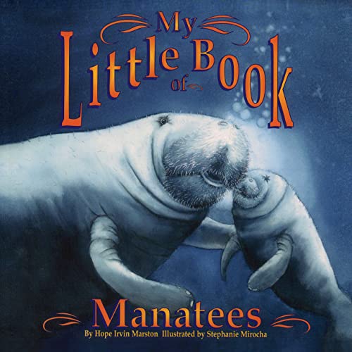 Book cover featuring a close-up illustration of two manatees in blue water.