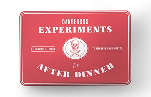 Red tin with skull and crossed knives, text: "Dangerous Experiments".