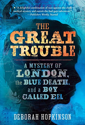 Book cover: “The Great Trouble” with a boy’s silhouette and London map.