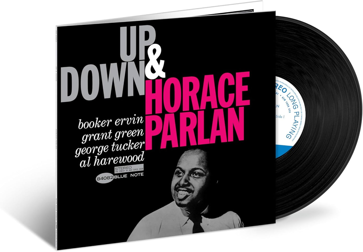 Horace Parlan's "Up & Down" vinyl record with portrait and blue label.