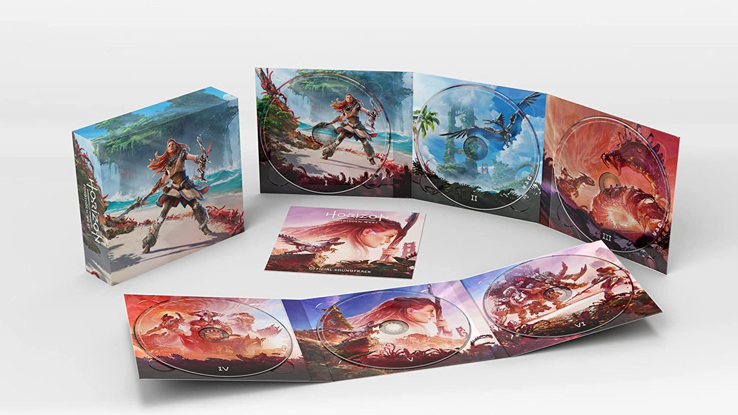 Six-CD soundtrack for "Horizon Forbidden West" with game artwork packaging.