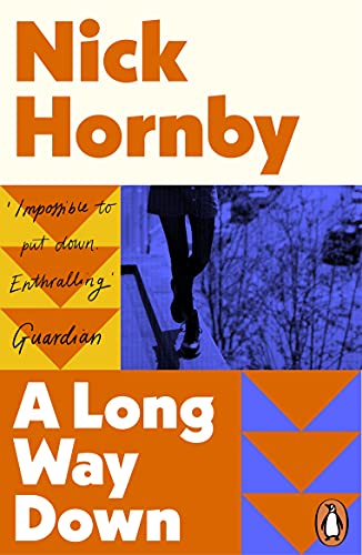 Book cover for A Long Way Down by Nick Hornby featuring a person's legs.