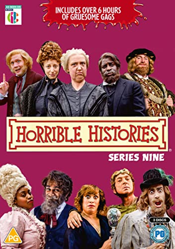 DVD cover for "Horrible Histories: Series 9" featuring costumed actors.