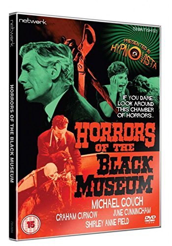 DVD case for "Horrors of the Black Museum" with horror-themed cover art.