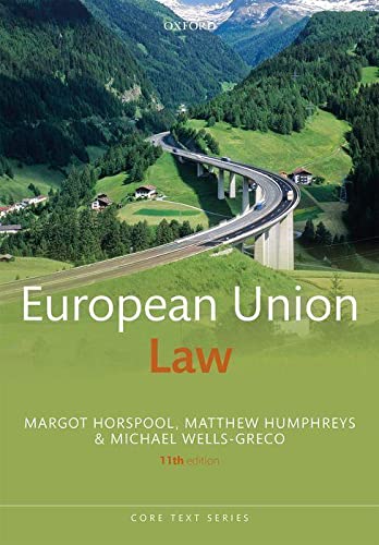 Book cover for "European Union Law," 11th edition, with a mountain landscape.