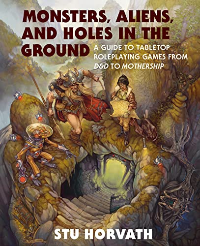 Book cover depicting fantasy and sci-fi characters with a cave background.