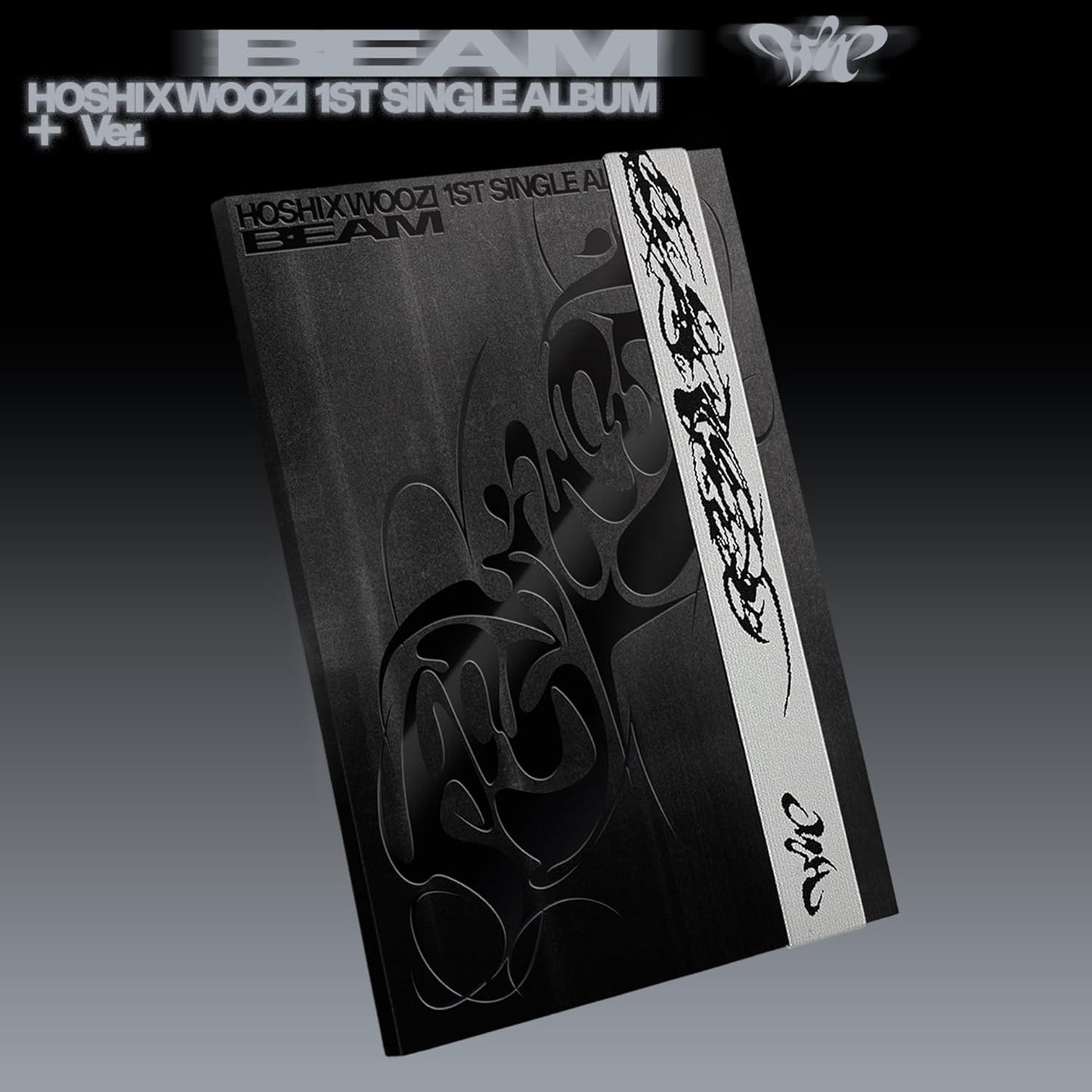 Hoshi Woozi 'BEAM' album cover: abstract gray and black design.