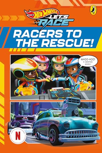 Hot Wheels graphic novel cover featuring cartoon racers and cars.