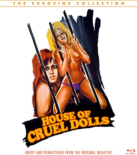 Blu-ray cover for "House of Cruel Dolls" featuring two distressed women.