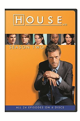 House" Season Two DVD cover with cast photos and Hugh Laurie prominently featured.