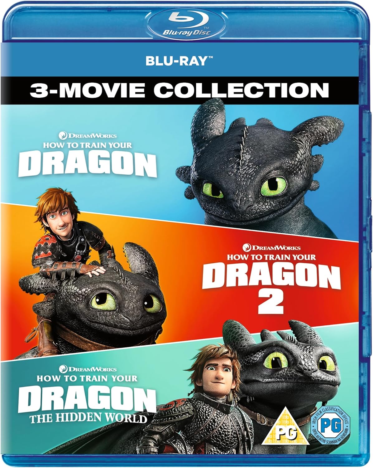 āHow to Train Your Dragonā 3-movie Blu-ray collection featuring Hiccup and Toothless.
