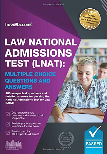 LNAT revision book cover with student studying, purple and white text.