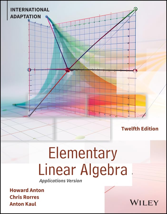 Textbook cover for “Elementary Linear Algebra” with colorful graph illustration.