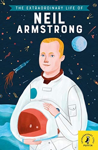 Book cover featuring a portrait of astronaut Neil Armstrong in space.