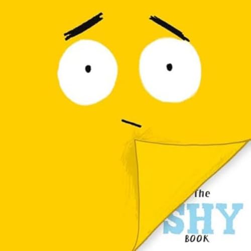 Yellow book cover with a nervous face and a curled corner revealing the title.