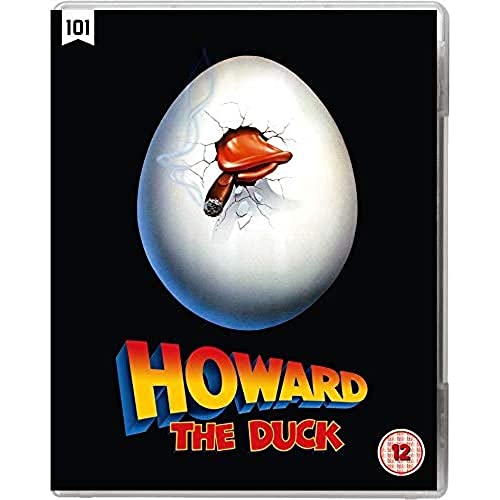Howard the Duck Blu-ray cover featuring a cracked egg with a beak and cigar.