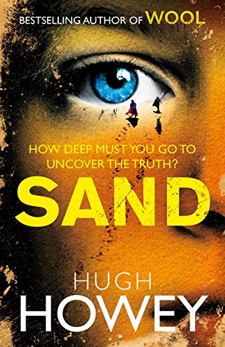 Book cover: close-up of an eye reflecting figures on a beach.