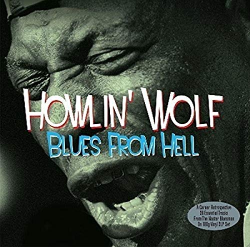 Howlin' Wolf album cover, close-up of face with title "Blues From Hell".