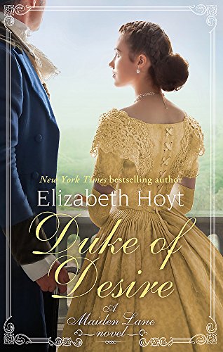 Book cover: couple in historical dress, ornate gold title "Duke of Desire".