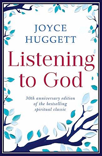Book cover of Listening to God by Joyce Huggett with blue leaf border illustrations.