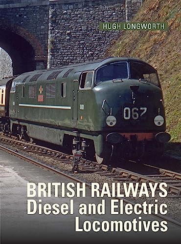 A dark green British Railways diesel locomotive on tracks near a stone bridge.
