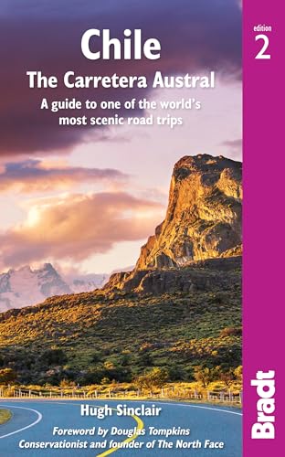 Book cover: Chile’s Carretera Austral road trip guide with mountain landscape.