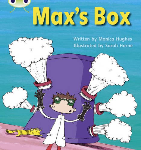 Book cover: boy in lab coat with a purple box and smoke.