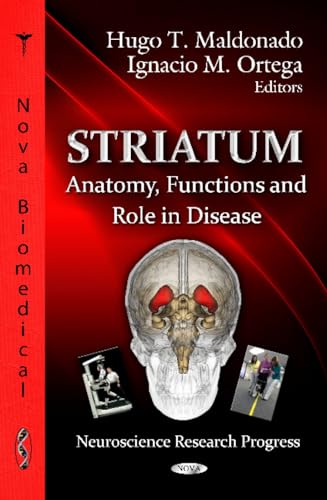 Book cover for "Striatum" featuring a human brain with highlighted striatum.