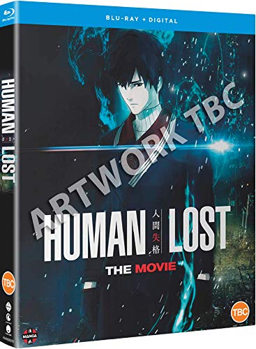 Blu-ray cover art for Human Lost featuring an anime man with glowing blue effects.