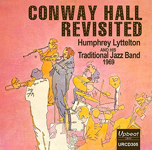 "Album cover with cartoon musicians on pink background, titled 'Conway Hall Revisited'."