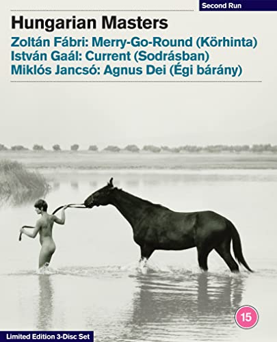 Blu-ray cover for “Hungarian Masters” featuring a man and horse in water.