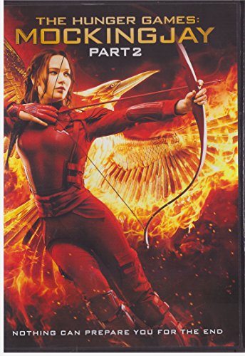 DVD cover for "The Hunger Games: Mockingjay Part 2" with Katniss Everdeen.