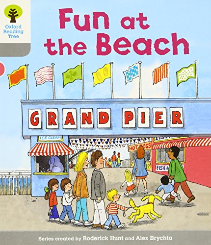 Book cover illustration of a family and dog walking toward a beach Grand Pier.