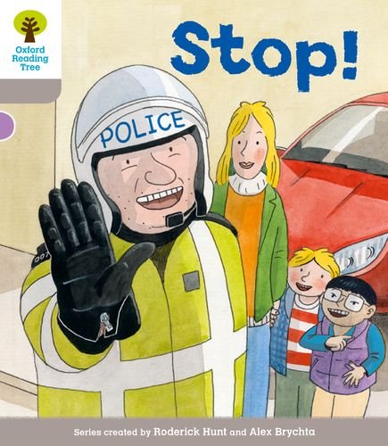 Children’s book cover: a police officer signaling stop to kids.
