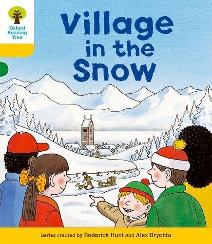 Book cover: snowy village scene with children in winter hats.