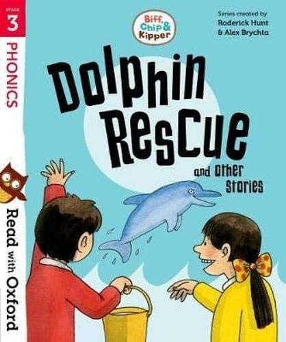 Children’s book cover: “Dolphin Rescue” with illustrations of kids and a dolphin.