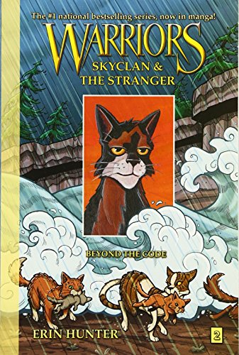 Warriors manga cover featuring a black cat and other cats by water.