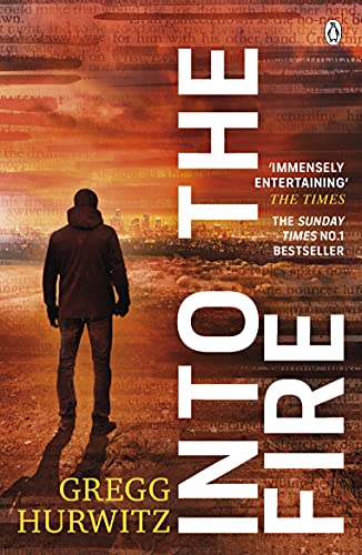 Book cover: man facing fiery cityscape, large red text "INTO THE FIRE".