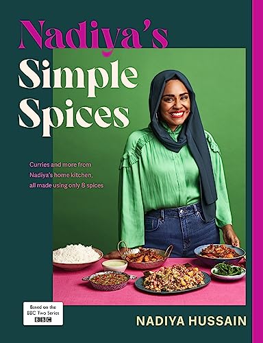 Book cover featuring Nadiya Hussain with food and spice theme.