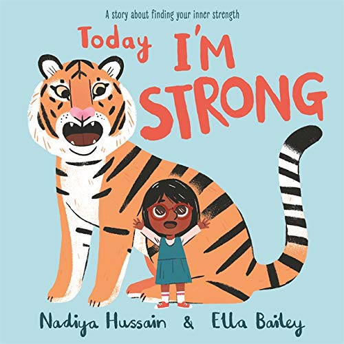 Book cover: girl with tiger, bright colors, illustrated style.